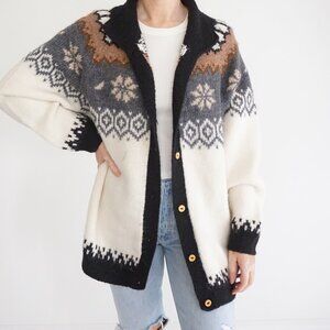 Vintage Alpaca Connections Wool Cardigan Fair Isle Cabincore Old Money L